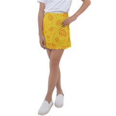 Abstract Yellow Floral Pattern Kids  Tennis Skirt by brightlightarts