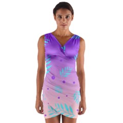 Abstract Floral Leaves Pattern Wrap Front Bodycon Dress by brightlightarts