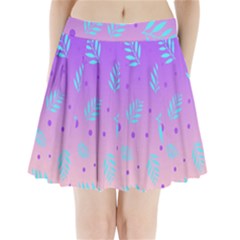 Abstract Floral Leaves Pattern Pleated Mini Skirt by brightlightarts