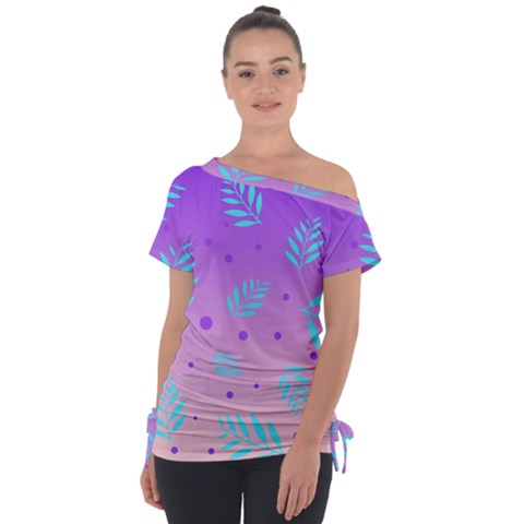 Abstract Floral Leaves Pattern Tie-up Tee by brightlightarts