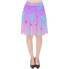 Abstract Floral Leaves Pattern Velvet High Waist Skirt by brightlightarts