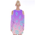 Abstract Floral Leaves Pattern Velvet Long Sleeve Shoulder Cutout Dress View2