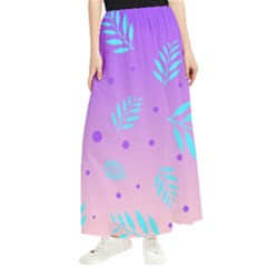 Abstract Floral Leaves Pattern Maxi Chiffon Skirt by brightlightarts