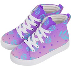 Abstract Floral Leaves Pattern Kids  Hi-top Skate Sneakers by brightlightarts