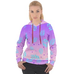 Abstract Floral Leaves Pattern Women s Overhead Hoodie