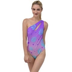 Abstract Floral Leaves Pattern To One Side Swimsuit by brightlightarts