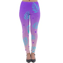 Abstract Floral Leaves Pattern Lightweight Velour Leggings by brightlightarts