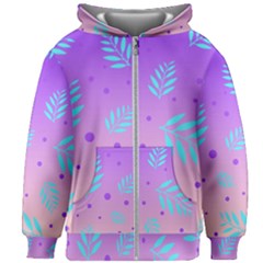 Abstract Floral Leaves Pattern Kids  Zipper Hoodie Without Drawstring