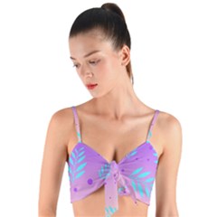 Abstract Floral Leaves Pattern Woven Tie Front Bralet by brightlightarts