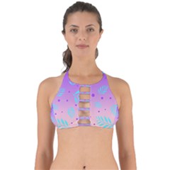 Abstract Floral Leaves Pattern Perfectly Cut Out Bikini Top by brightlightarts