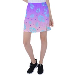 Abstract Floral Leaves Pattern Tennis Skirt by brightlightarts