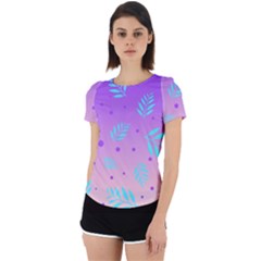 Abstract Floral Leaves Pattern Back Cut Out Sport Tee by brightlightarts