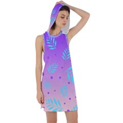 Abstract Floral Leaves Pattern Racer Back Hoodie Dress by brightlightarts