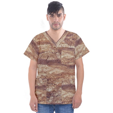 Grunge Surface Print Men s V-neck Scrub Top by dflcprintsclothing