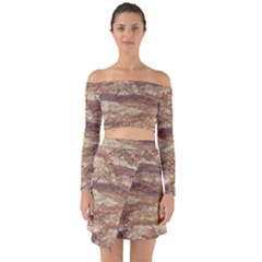 Grunge Surface Print Off Shoulder Top With Skirt Set by dflcprintsclothing