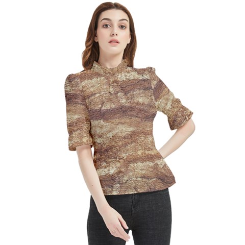 Grunge Surface Print Frill Neck Blouse by dflcprintsclothing