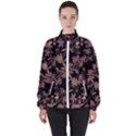 Dark Floral Ornate Print Women s High Neck Windbreaker View1