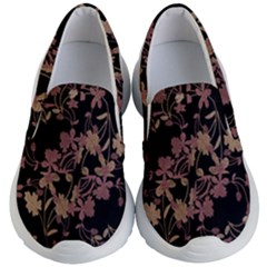 Dark Floral Ornate Print Kids Lightweight Slip Ons by dflcprintsclothing