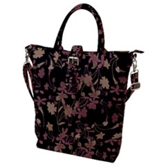 Dark Floral Ornate Print Buckle Top Tote Bag by dflcprintsclothing