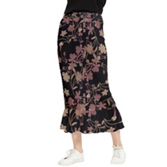 Dark Floral Ornate Print Maxi Fishtail Chiffon Skirt by dflcprintsclothing