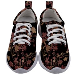 Dark Floral Ornate Print Kids Athletic Shoes by dflcprintsclothing