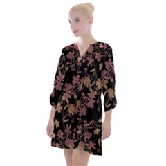 Dark Floral Ornate Print Open Neck Shift Dress by dflcprintsclothing