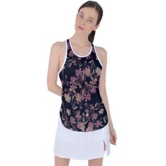 Dark Floral Ornate Print Racer Back Mesh Tank Top by dflcprintsclothing