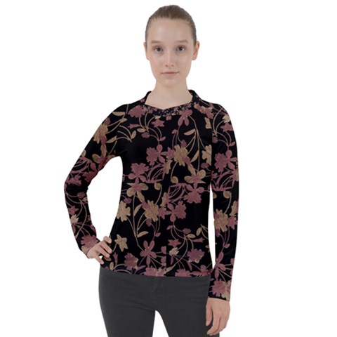 Dark Floral Ornate Print Women s Pique Long Sleeve Tee by dflcprintsclothing