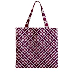 Two Tone Lattice Pattern Purple Zipper Grocery Tote Bag by kellehco