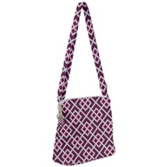 Two Tone Lattice Pattern Purple Zipper Messenger Bag by kellehco