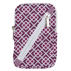 Two Tone Lattice Pattern Purple Belt Pouch Bag (small) by kellehco