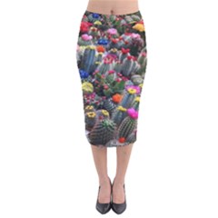 Cactus Velvet Midi Pencil Skirt by Sparkle