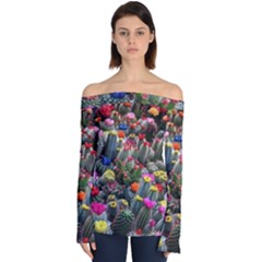 Cactus Off Shoulder Long Sleeve Top by Sparkle