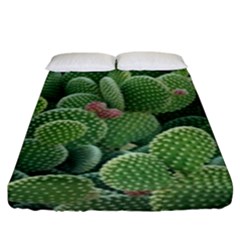 Green Cactus Fitted Sheet (king Size) by Sparkle