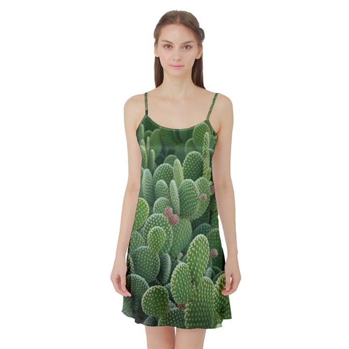 Green Cactus Satin Night Slip