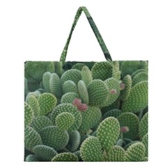 Green Cactus Zipper Large Tote Bag by Sparkle