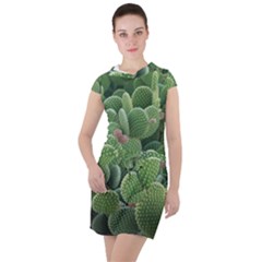 Green Cactus Drawstring Hooded Dress by Sparkle