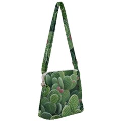 Green Cactus Zipper Messenger Bag by Sparkle