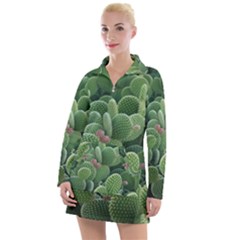 Green Cactus Women s Long Sleeve Casual Dress by Sparkle