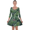 Green Cactus Quarter Sleeve Skater Dress View1