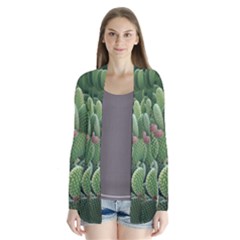 Green Cactus Drape Collar Cardigan by Sparkle