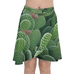 Green Cactus Chiffon Wrap Front Skirt by Sparkle