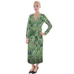 Green Cactus Velvet Maxi Wrap Dress by Sparkle