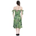 Green Cactus Shoulder Tie Bardot Midi Dress View2