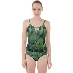 Green Cactus Cut Out Top Tankini Set by Sparkle