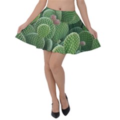 Green Cactus Velvet Skater Skirt by Sparkle