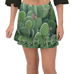 Green Cactus Fishtail Mini Chiffon Skirt by Sparkle