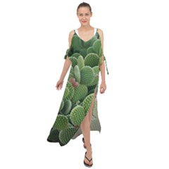 Green Cactus Maxi Chiffon Cover Up Dress by Sparkle