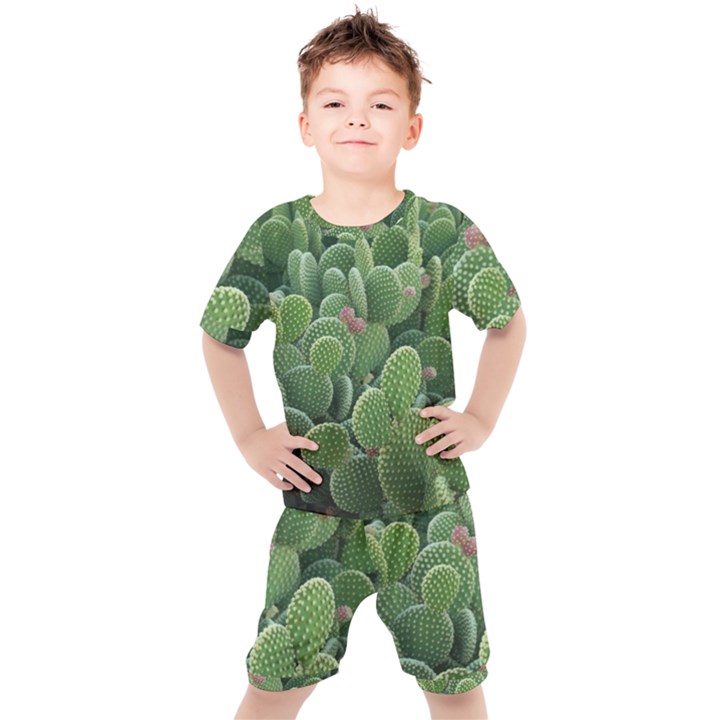 Green Cactus Kids  Tee and Shorts Set