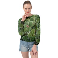 Green Cactus Banded Bottom Chiffon Top by Sparkle